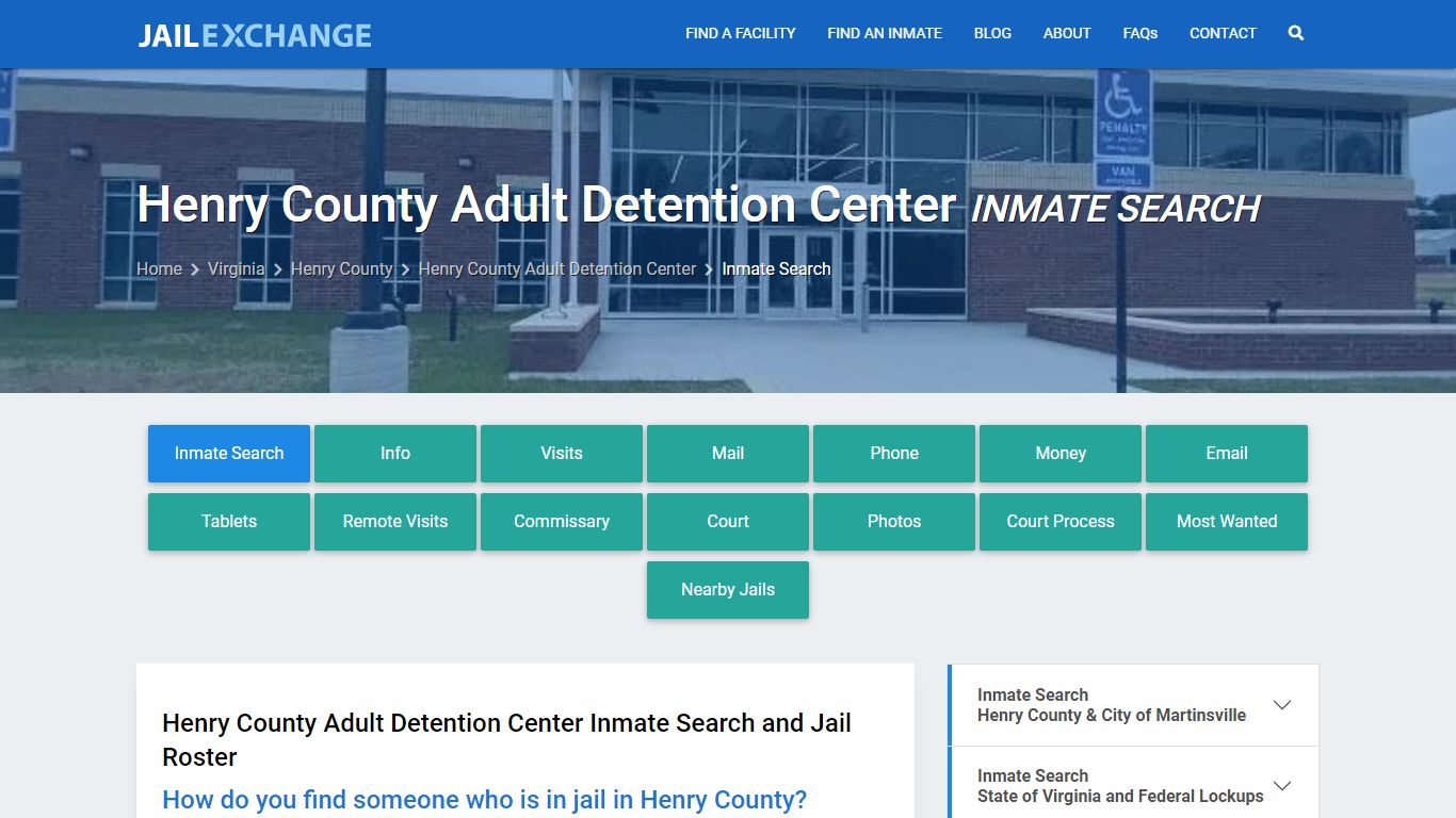 Henry County Adult Detention Center Inmate Search - Jail Exchange
